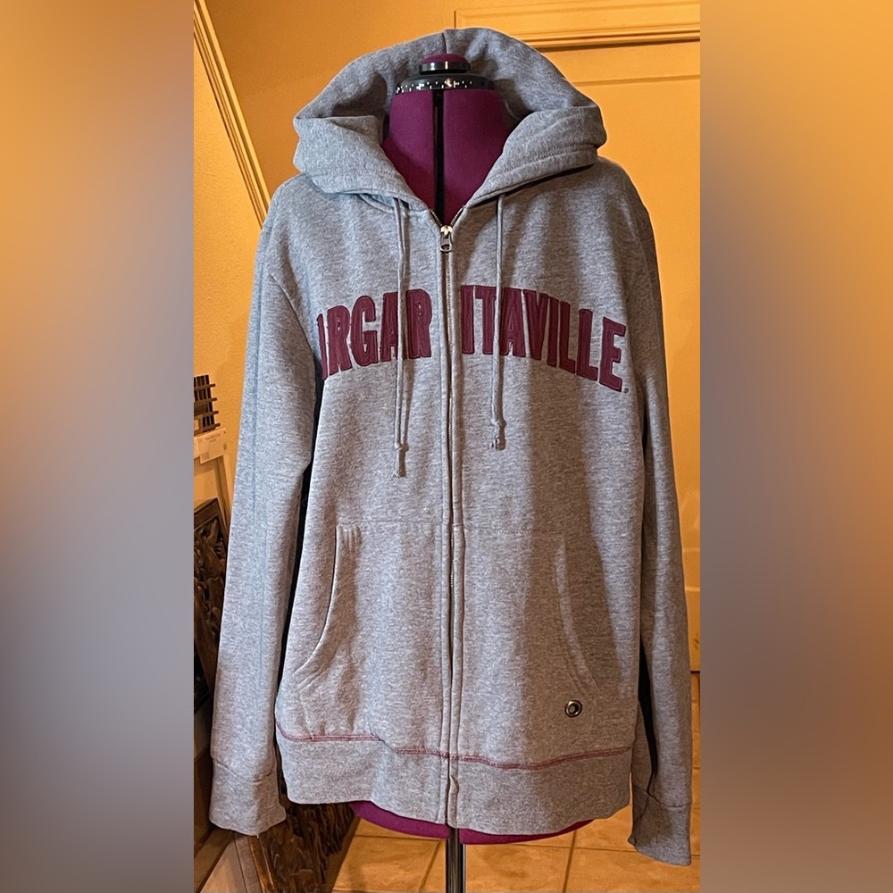 Margaritaville Heather Gray Hoodie with Burgundy Accents